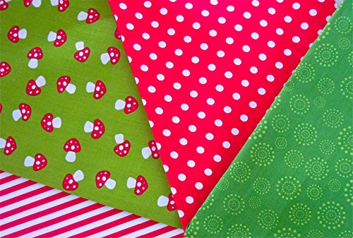 4x0,5m Fliegenpilze + Punkte im Kreis hellgrün Muster-Mix BW-Stoff 100% Baumwolle Stoffbreite 1,4m (insgesamt 2m x 1,4m)