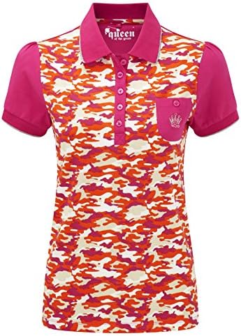 Bunker Mentality Women's Camo Golf Polo Shirt - Hot Pink Camo Print
