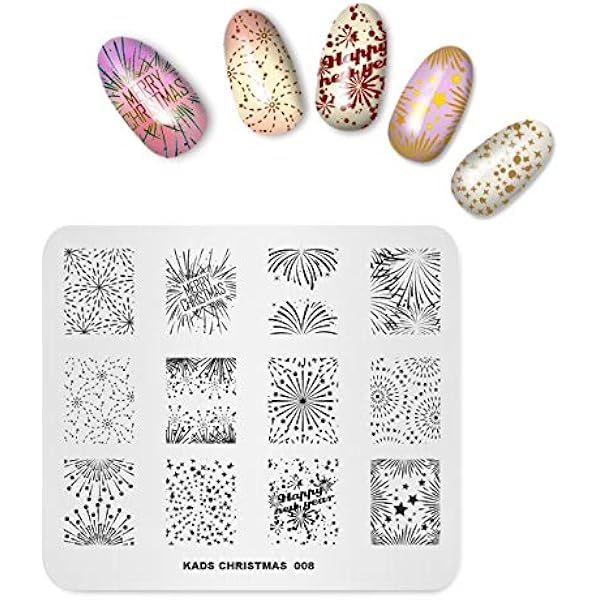 KADS 5er Set Nagelstempelplatten – Weihnachtsmotive, Edelstahl, 7x8 Cm, Für Nageldesign