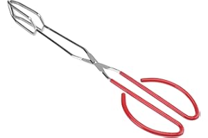 BESTonZON Scissors Pliers Stainless Steel Food Cake Scissor Pliers Rubber Handle Charcoal Tongs Clip Clamp for Picnic BBQ Outdoor