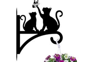 peacoblue Iron Plant Hangers Hooks Large 30x40cm for Outdoor Indoor Hanging Plants Fern Pots, Lantern, Bird Feeder, Wind Chimes, Metal Wall Brackets Holder for Porch, Garden, Home(Cat)