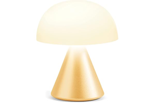 Lexon MINA Mini Lampe Champignon sans fil rechargeable, lampe LED à poser ou de chevet, à variateur d'intensité, jusqu'à 12h d'autonomie - Jaune Clair