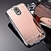 Produktbild Moto G4 Hülle,Moto G4 Plus TPU Hülle Spiegel,Leweiany Kreativ Make Up Mirror Spiegel Muster Glänzend Shiny Kristall Klar Durchsichtig Transparente Hülse HandyTasche Strass Rahmen Slim TPU und PC Handy Gehäuse Hülle Premium Protector Shell Slim Etui Schale Bumper Luxus Dame Mädchen Frau Schutzhülle Hardcase Hart Hülle Handyhülle Etui Case für Motorola Moto G4/G4 Plus Silikon Backcover Tasche Case Spiegel Hülle Mirror Effect - Roségold