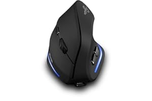 zelotes Mouse Wireless,Ricaricabili,3 DPI Regolabile,6 Pulsanti,2,4 GHz con Ricevitore USB,LED,Mouse Ergonomico Verticale Senza Fili per PC,Laptop,Mac,Nero
