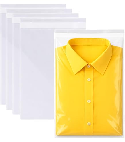 Bolsa de ropa transparente con tapa autosellante, 25x35 cm, para