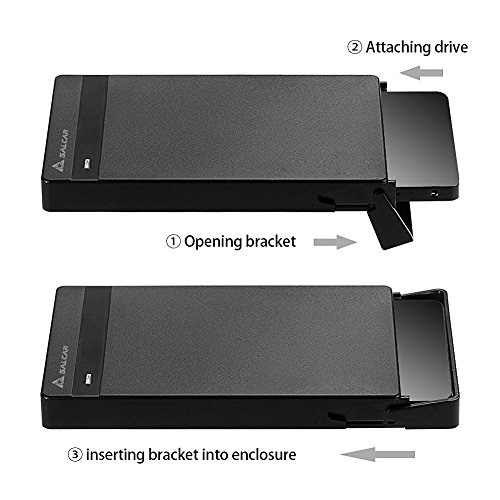 Salcar 2,5 Zoll USB 3.0 HDD SSD Festplattengehäuse für 2,5″ SATA HDD und SSD mit USB 3.0 Kabel, werkzeuglos (Schwarz) - 5