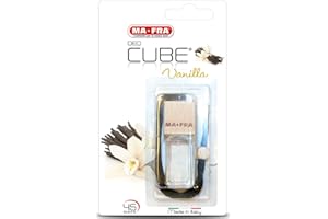 Mafra, Deo Cube Vanilla, Parfum de voiture, Parfum de vanille, Rafraîchit l'intérieur et les petits Environnements, Design élégant en forme de Cube et bouchon en bois, Parfum longue Durée, 5ml