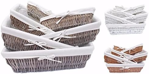 Full Wicker Strong Wider Shallow Wicker Storage Basket Xmas Hamper Basket Gift[White,X Small (29 x 15.5 x 8cm)]