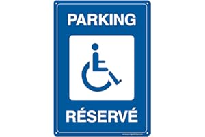 AUA SIGNALETIQUE - Panneau De Signalisation en PVC Rigide et Compact 1.5 mm. (121 x 170 mm, Parking Handicapé Réservé)