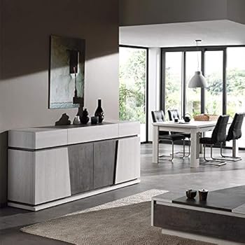 M 128 Dalie Esszimmer Set Modernes Design Eichenholz Weiss Und Grau Amazon De Kuche Haushalt