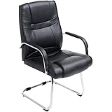 CLP Sedia Cantilever XXL Attila In Similpelle I Sedia Studio Con Imbottitura E Braccioli I Sedia Ufficio Conferenza, Colore:n