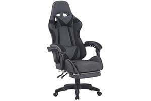 SHIITO | Silla Gaming Profesional | Ergonómica con Respaldo Reclinable de Tela Gris- Negro | Modelo CLAVIN - Y830 | 130 x 49 x 64