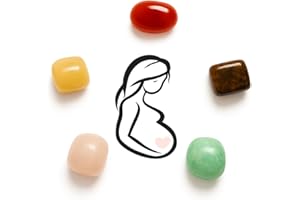 KRISTALGLOBE Crystal Set for Fertility & Pregnancy –Natural Healing Stones for Women Crystals & Palm Stones – Reiki Chakra Balancing Kit for Conception, Emotional Healing, Meditation & Positive Energy Gift for Mum