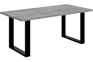‎ALTDECOR ALTDECOR Esstisch, ideal als Küchentisch oder Wohnzimmertisch, solide Konstruktion aus Möbelplatte,160x90x75 cm - Betonoptik/Schwarz - KLYN U