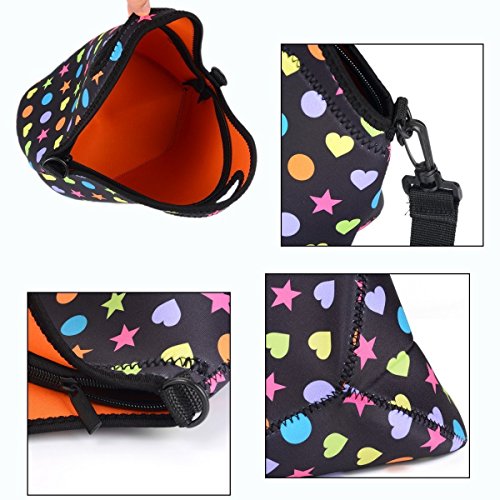 Case Wonder Neopren Wasser-Mittagessen robust isoliert tragbar Case Schule Rucksack Lunch Fall Lunch tragbar robust Zipper Case Federmäppchen, mit Zipper Strap Box Cooler Container Müllsäcke Picnic Reise Outdoor Mode Handtasche Clutch für Frauen Männer Kinder Mädchen Erwachsene schwarz - 6