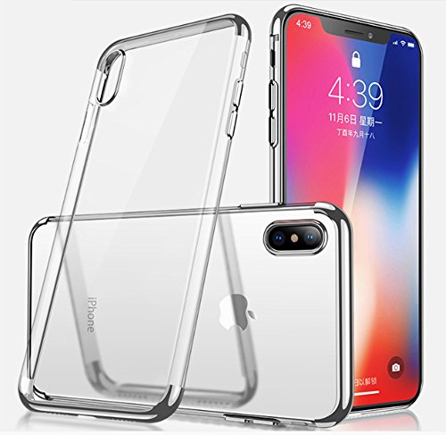 Preisvergleich Produktbild iPhone X Hülle [Kabelloses Aufladen Unterstützung],Roreikes Transparent Durchsichtig [Ultra Dünn] Klar Galvanisieren Weiche TPU Schutzhülle für Apple iPhone X / iPhone 10 5.8 Zoll 2017 Freigegeben(5.8Zoll)