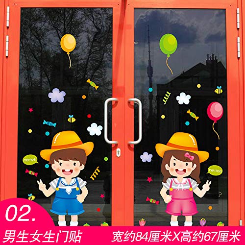 Preisvergleich Produktbild ALLDOLWEGE Einfache Schaufenster Glas Tür Aufkleber dekorative Wand Aufkleber Aufkleber Farbe Farbe hotel hamburg Snacks zum Mittagessen, Jungen und Mädchen Tür Aufkleber