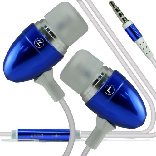 (Dark Blue) Samsung Galaxy A3,SM-A300F,SM-A300F/DS,A300G/DS,A300H/DS,A300M/DS Portable Coloured Aluminium Hands Free Headphones Earphone Headset with Microphone Mic ExclusiveTo Synamatic