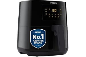 PHILIPS Digital Airfryer HD9252/90, Touch Panel, 4.1L, 100% Food Safe | with RapidAir Technology,with additional 1 Yr Warranty by Philips, 7 Pre-set Menu (Black)