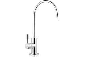 iSpring GA1-B 6.5"x11" 14oz Solid Brass Heavy Duty Water Filter Designer Faucet, Fits Most Reverse Osmosis Units - EU Style High-Spout, Luxury Chrome