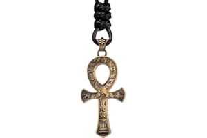 ForFox Collana con Ciondolo Croce egizia ankh in Argento Sterling 925 Vintage per Uomo Donna,Corda vax