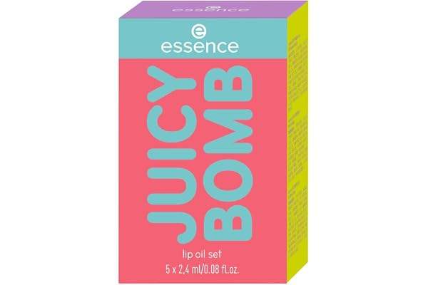 essence JUICY BOMB Lot de 5 flacons d'huile à lèvres 01, multicolore, sans acétone, végétalien, sans microparticules plastiques, sans gluten, lot de 5