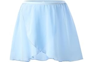 BORUIZHEN Jupe de Danse Jupe Danse Classique en Mousseline de Soie Jupe Portefeuille de Ballet avec Ceinture Elastique pour Filles Enfant Femmes Adultes