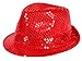 Produktbild Clubstyle Partyhut Trilby Hut Blink Fedora Bogart Glitzerhut Glitter, Farbe wählen:TH-58 rot