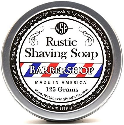 WSP Luxury Rustic Shaving Soap 4.4 Oz in Tin Artisan Made in America Using Vegan Natural Ingredients (Barbershop)
