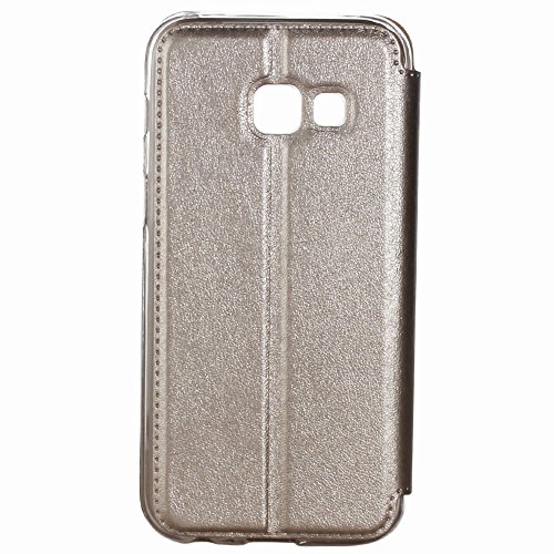 BeCool® - Handy Schutzhülle im Bookstyle mit Standfunktion, ohne Klappe für Samsung Galaxy A5 2017, mit S-View Fenster, durch das Sie alle Mitteilungen sehen können. Golden