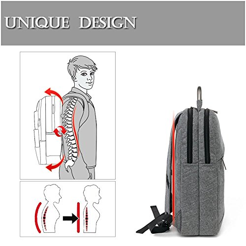 Acxeon 15,6 Zoll Universal leichter Business Notebooktasche Rucksack mit Laptopfach /Akteneinteilung / Zubehörfächer Aktentasche für den Menschen (Grau) - 6