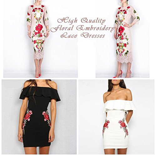 2 Stk Stickerei Rose Blume Stickerei Spitze Nähen Bügeln auf Patches Tasche Hut Jeans Kleid Applique Fertigkeit - 2