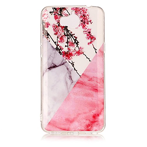 Huawei Y5 2017 / Y6 2017 Case ,Huawei Y5 2017 / Y6 2017 Marble Case , Cozy Hut Soft Back Cover for Huawei Y5 2017 / Y6 2017 Silicone Case Ultra Thin Anti-Scratch Shock Proof Silicone Rubber TPU Bumper Protective Back Case Cover with Cool Marble Stone Print Pattern for Huawei Y5 2017 / Y6 2017 - Pink white plum blossom marble