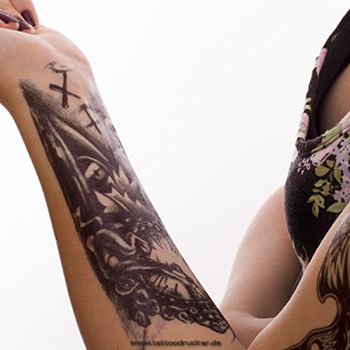 Temporäre Körperkunst entfernbares Tattoo – Uhr, Clock. Zombie, Tod Armtattoo – Temporary Fake Tattoo - 2