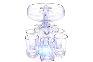 SHARHARGE Dispenser per bevande con set di 6 bicchierini da liquore, dispenser in acrilico senza contatto per bevande, sidro, cocktail, forniture per feste, accessori per bar di casa (con luce)