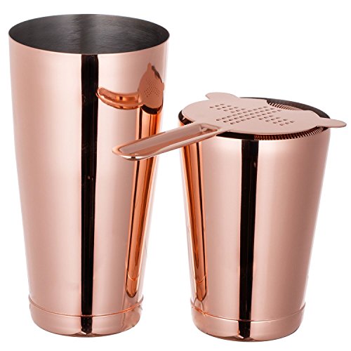 Kupfer Boston Shaker: 3-teilig Set: 550ml&750ml Profi Edelstahl Cocktail Set & Barsieb von Homekeros - 2