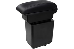 YJYWZH Voiture Accoudoirs Pour Peugeot Partner tepee Boîte de Rangement de La Console Centrale Interieure Double Couche avec 3 ports de charge USB Surpiqûres noires