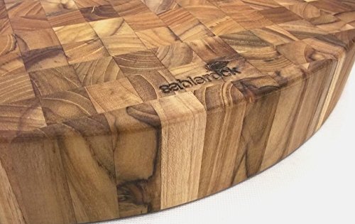 Runder Metzgerblock / Schneidebrett aus massivem Teak-Hirnholz - 3