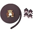 BabySafeHouse Edge Guard and Corner Protector – Extra Long 19ft (Pre-Taped 16.5ft Edge + 8 Pre-Taped Corner Guards) and Monkey Shape Door Stopper (Brown Color) for Baby Proofing & Child Safety