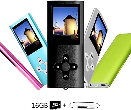 Btopllc MP3/MP4 Player 16GB card, Easy to use, new stylish and lightweight Multimedia Player - black
