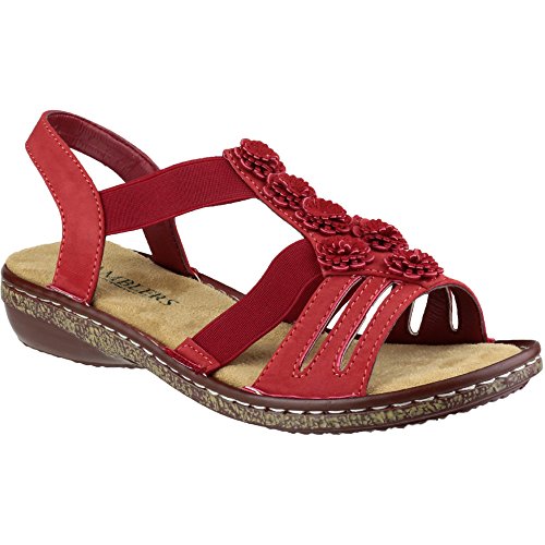Preisvergleich Produktbild Amblers Damen Riemensandalen mit Blumen-Applikation (39 EU) (Rot)
