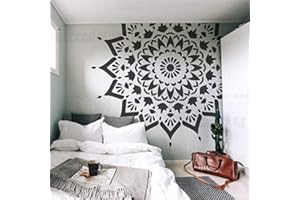 BACKGROUNDTURNOVER 230cm Giant Mandala Indian Arabic Ethnic Round Pochoir Pour Murs Grande Peinture Mandala Grands Pochoirs Cadres De Décoration Motif De Meubles Les Graines Décor De Sol Motifs De Niche Murale