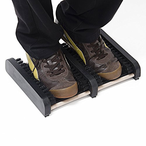 Relaxdays Rutschhemmende Schuhreinigungs-Fußmatte, Hartholz mit Bürsten - 2