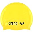 (Yellow / Black) - Arena Classic Silicone Unisex Swim Cap for Women and Men, Prints and Solids