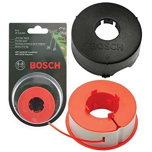 Genuino Bosch ART 23 26 30 Combitrim EASYTRIM Strimmer / Grass Trimmer Pro-Tap Automatico Spool Linea + Cover (8m, F016L71088 + F016800175)