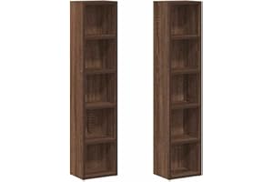vidaXL Mobili Porta CD 2pz Rovere Marrone 21x16x93,5 Legno Multistrato