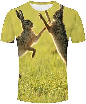 Mens Casual 3D Animal Print Tees Cute Kangaroo in Sunset Crew Neck Short Sleeve T-Shirts Tops for Couples XL