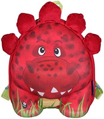okiedog wildpack 80072 backpack in 3D-Design with plush ears DINOSAUR, red