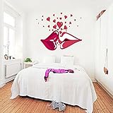  SMARTLEGEND Abnehmbare Wandsticker Wandtattoo Größe: 70cm*50cm kuss rot Lippen liebe