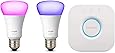 Philips Hue White und Color Ambiance E27 LED Lampe Starter Set, zwei Lampen 4. Generation, dimmbar, steuerbar via App, kompatibel mit Amazon Alexa (Echo, Echo Dot)
